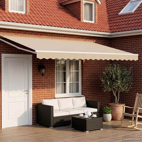Toldo Retráctil Eléctrico Beige 4 x 3 m