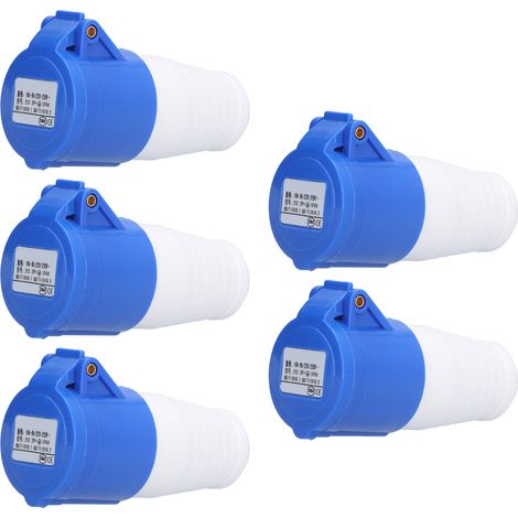 Lot de 5 connecteurs industriels à prise haute conductivité, conception anti-chute, robustes, 220 V à 250 V. (1/5)