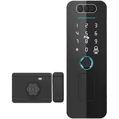 Serrure de porte connectée Tuya WiFi étanche Tuya, reconnaissance faciale, empreinte digitale, carte RFID, mot de passe et contrôle par application. (1/5)