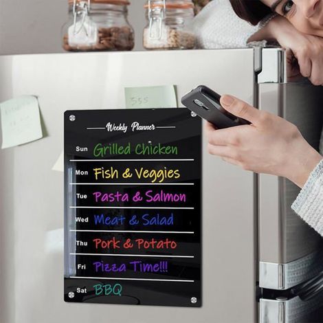 Tableau Magnetique Frigo - Ardoise Effacable En Acrylique - Planning Hebdomadaire Reutilisable Pour Cuisine Et Famille - 1 Piece (1/5)