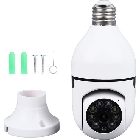 Caméra de surveillance sans fil 360° vue panoramique, projecteur LED, vision nocturne, talkie bidirectionnel, 2MP, pour maison. (1/5)