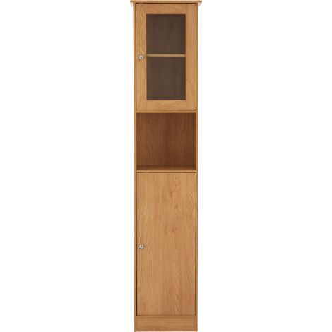 Premier Housewares Portland Tall oak Veneer Cabinet (1/5)