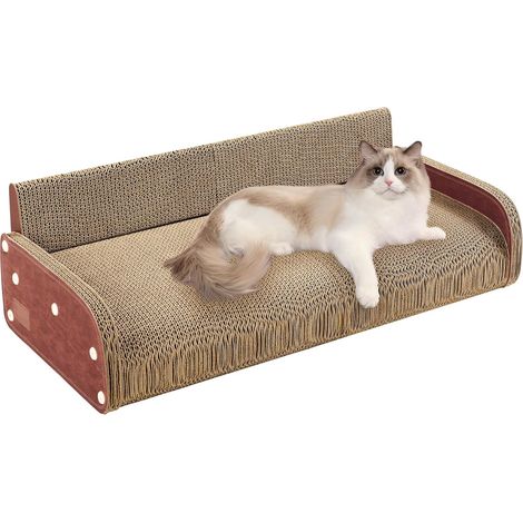Griffoir pour Chat XXL - Grattoir Chat 62cm Design Canapé - Carton Ondulé Renforcé - pour Lit et Salon (1/5)
