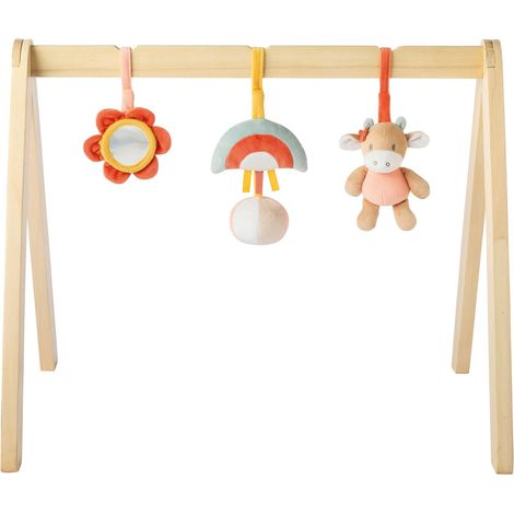 Nattou Arco di Legno, Con Giochini e Numerose Attività, Mucca Mila, 60 x 50 x 47 cm, Mila, Zoe e Lana, Poliestere/Legno, Multicolore (1/5)