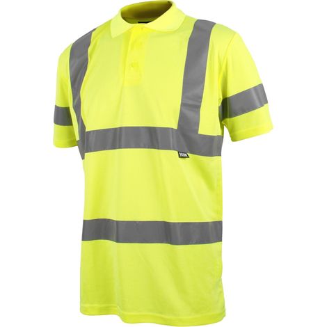 High-Visibility Yellow Polo Shirt for Men, Large (42-inch Chest), SCAHVPSL