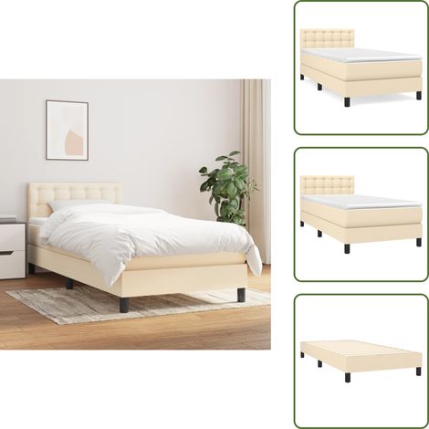 Cama con cabecero ajustable - vidaXL Cama box spring con colchón tela color crema 80x200 cm - Colchón ensacado