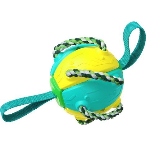 Juguete para perros resistente a las mordeduras, juguete de entrenamiento para exteriores, juguete interactivo de fútbol y frisbee para perros grandes, juguete masticable amarillo (1/5)
