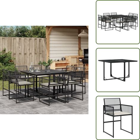 Ensemble à manger de jardin 9pcs coussins noir résine tressée - Salon De Jardin - Mobilier De Jardin - Set De Jardin - Table De Jardin - Chaises De Jardin (1/5)