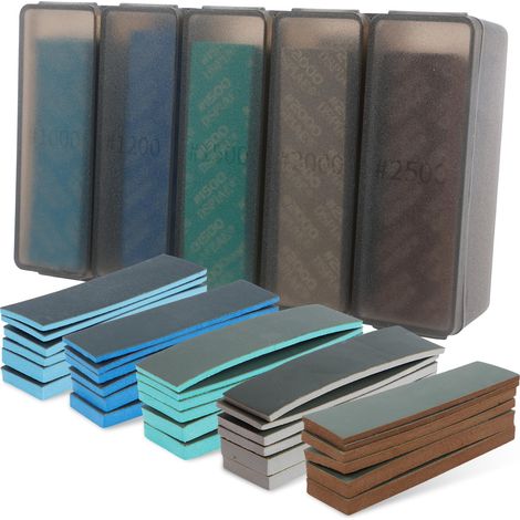 Lot de 30 éponges abrasives, papier abrasif doux et flexible, bloc de ponçage à la main à grain 180-2500, trois épaisseurs, tampons abrasifs pour bois, cloisons sèches, métal, peinture (1/5)