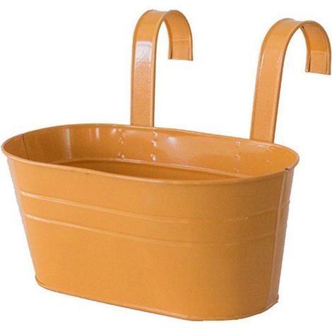 Pot de fleur suspendu avec crochets détachables, seau en métal en fer pour balustrade de balcon, Orange (1/5)