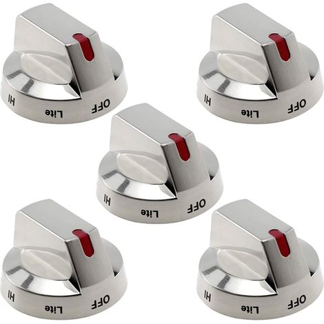 Suitable for Samsung DG64-00473B Replacement Stove Knob, Gas Oven Stove Knobs - Replaces only. Fits Model NX58M6850SG, NX58H5600SS, NX58H5650WS, NX58J7750SS, 5PCS, Silver