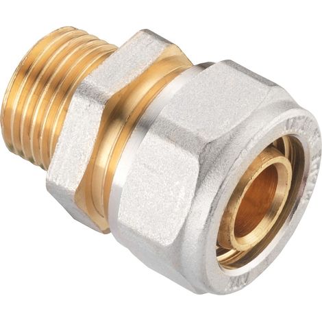 Cornat Schraub-Kupplung komplett ø 20 mm 1/2 AG Messing vernickelt Heizkörperventile