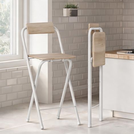 Tabouret de bar madeira e Branco en mDF e Aço 45 x 37 x 87 cm (1/5)