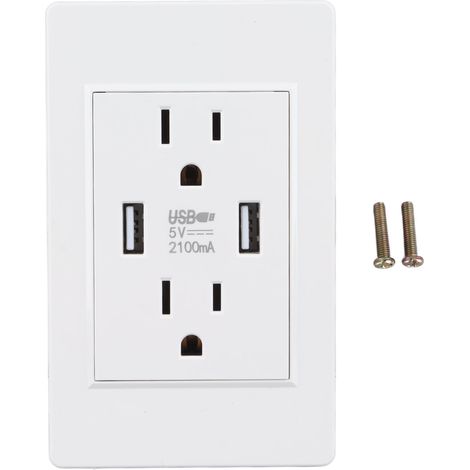 Chargeur secteur USB blanc, 2 ports USB 5 V 2100 mA, 2 prises US, AC 110-220 V, bloc de prise murale USB pour le salon (1/5)