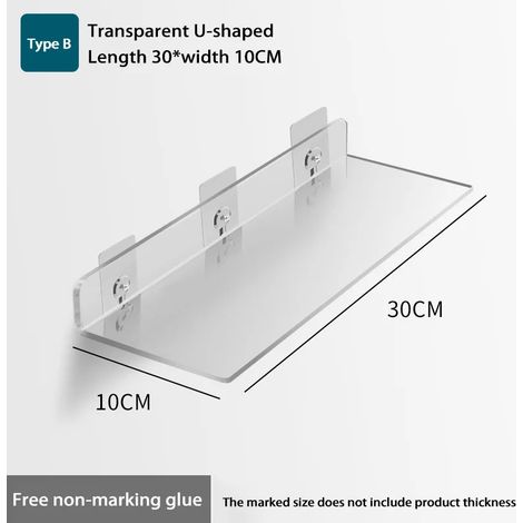 (WGYKLZWJMDKB30x10CM) Étagère de rangement auto-adhésive murale, amovible, pour salle de bain, douche, cuisine, dressing, accessoires de salle de bain (1/5)