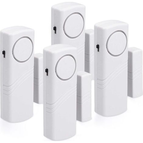 Alarme Porte et Fentre - Lot 4x Alarme Sans Fil Anti-Intrusion - Scurit Maison Contre Cambriolage - Fonctionnement Magntique - 100 dB