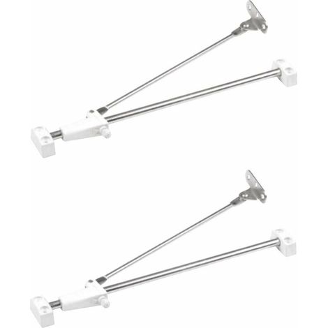 – Lot de 2 compas pour meuble et fenêtre réglables – Frein blanc – Longueur 240 mm – Support en plastique pour cuisine et bureau (1/2)