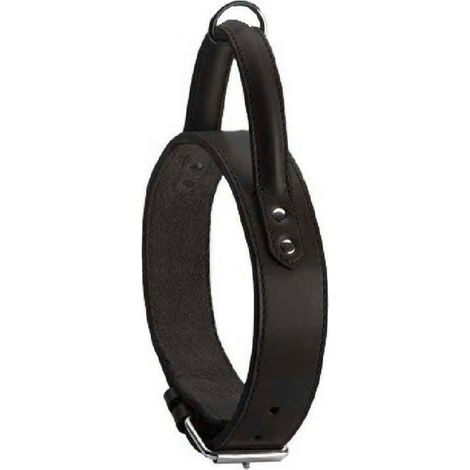 Collare nero 70 x 5 cm: Collare nero in pelle con maniglia modello Bombee per cani