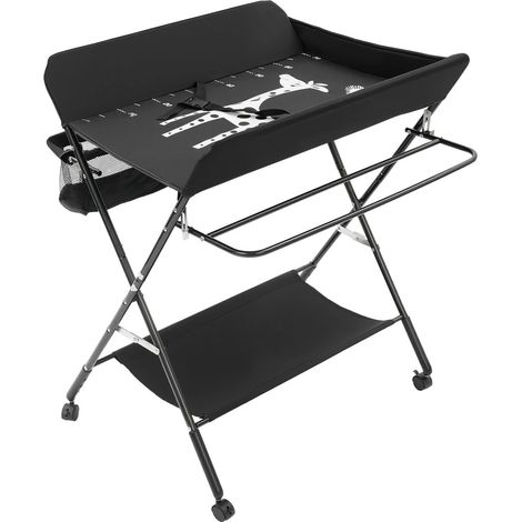 Wickeltisch Klappbar Wickelkommode Badewanne Wickel Auflage Kombi Mobil Wickeln Baby Kind 80x63x96cm Wickelkombi mit Universalrad und 3 Fächern Ablagefächer