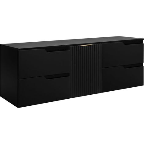 Waschtischunterschrank - 160 cm - Schwarz - Modernes Design - Praktisch und elegant