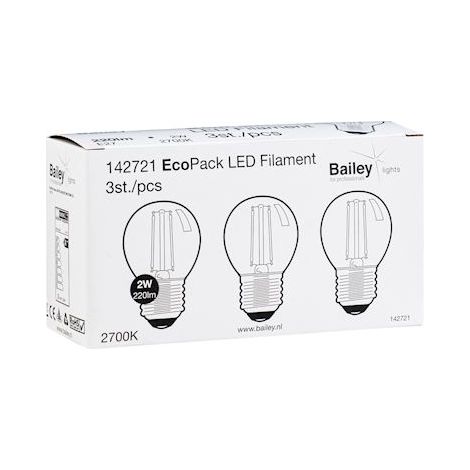 ampoule à led - bailey filament - culot e27 - 2w - 2700k - g45 - lot de 3 - bailey 142721