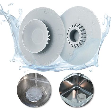 Lntyq Bouchon de Vidange en Silicone 2 Pcs,Bouchon Baignoire Universel,Bouchon Evier de Cuisine Anti Odeur,Filtre Cheveux Douche 10.9 cm,Plug Evier pour Lavabo, Baignoire,Douche