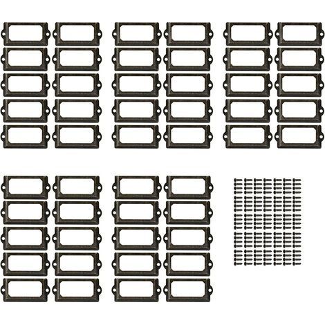 50 Pièces Porte Etiquettes Cadre, Porte-Étiquettes en Métal, Porte-Étiquettes pour Cartes de Nom de Tiroir, pour Plaques Nominatives, Armoire D'apothicaire, Tiroir D'archivage (1/5)