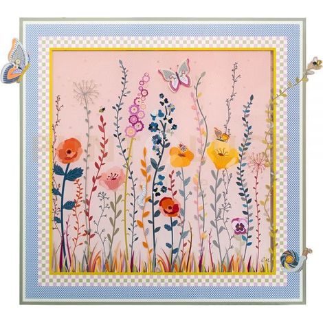 QUADRO AMELIE PICCOLO IN CRISTALLO ACRILICO DECORO FARFALLE E FIORI
