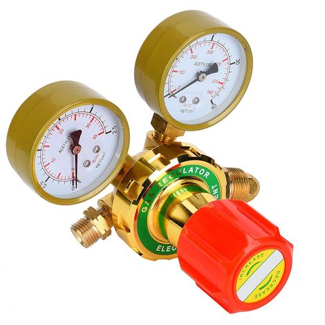 Manomètre YQE-03/60 pour acétylène, détendeur de gaz pour kit de soudage et coupage au chalumeau à gaz G5/8 CGA580 (1/5)