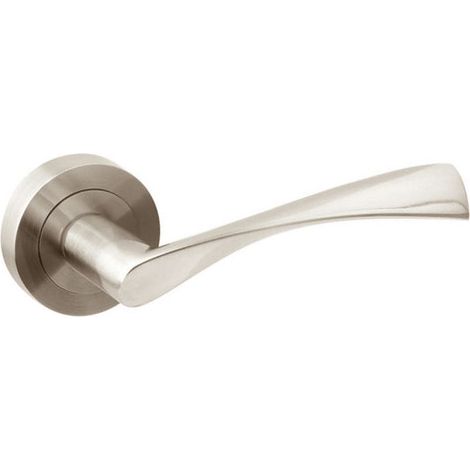 Jeu de garniture intérieure de poignée de porte Twist – Rosace D.50mm – Aluminium nickel satiné – Pour portes 35-45mm (1/5)
