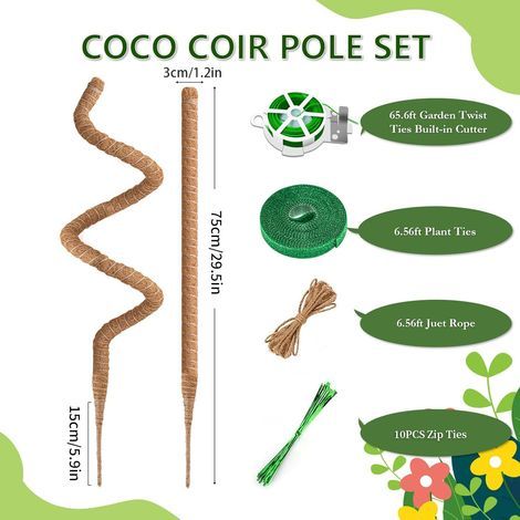 Monstera-Stab, 75 cm Kokosstab, flexibler Moosstab fr Monstera mit  Zubehr, Kokosfaserstab fr Kletterpflanzen im Innenbereich