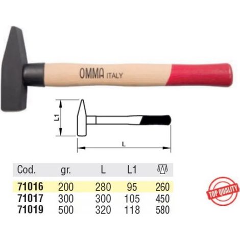 MARTELLI OMMA DA BANCO CON MANICO IN LEGNO  GR.300