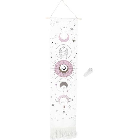 Tapisserie Cycle Des Phases De La Lune - Décoration Murale En Toile Et Lin - Pour Chambre Et Salon - Blanc - 1 Pièce (1/5)