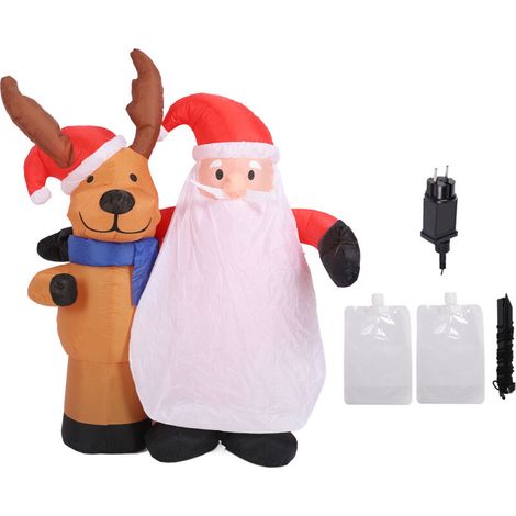 1,6 m de Noël de vieux vieux hommes et de cerfs modèles Santa Reindeer Lights Netdoor Props pour yard jardin décor EU Plug 220‑240V (1/5)