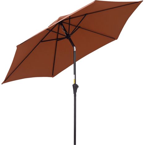 Knickschirm Sonnenschirm Gartenschirm Marktschirm mit Handkurbel Alu 180/㎡ Polyester Stahl Kaffee Ø2,6 x 2,35 m