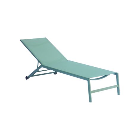Grüne MALIGI HOME MG-SEMI Aluminium-Textilene-Sonnenliege mit Rädern Aluminium (1/2)