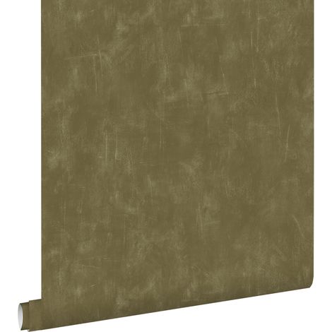 papier peint uni à effet pictural vert kaki - ESTAhome (1/5)