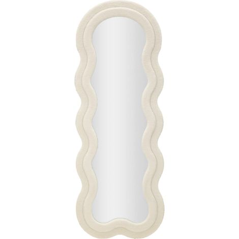 Dmora - Specchio Baquirivu, Specchiera, Articolo d'arredo a muro, Decorazione con specchio, 40x4 h160 cm, Crema