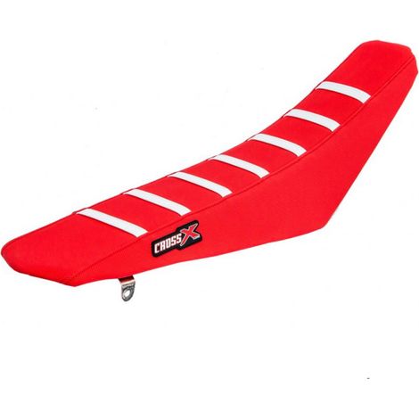 HOUSSE DE SELLE compatible avec les motos de marque HONDA CR 125 - 250 TOP RED- SIDE RED-STRIPES WHITE