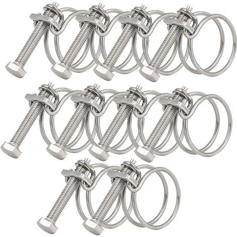 Lot de 10 colliers de serrage à double fil de 36 à 40 mm, colliers de serrage en acier inoxydable 201, fixation universelle pour tuyau de plomberie (1/5)
