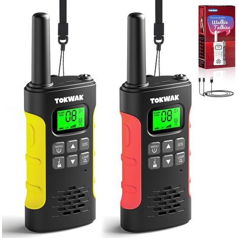 Talkie Walkie Longue Portée Enfants Adultes Rechargeable USB-C Lot de 2 Talkie-Walkie PMR446 VOX 16 Canaux avec Lampe Torche et Batterie Li-ion – Idéal pour Camping, Randonnée, Vélo et Fêtes (1/5)