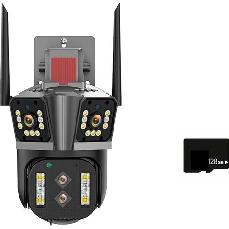 Caméra de sécurité à Domicile Caméra IP HD 6K 16mp, Zoom Hybride 10X, Suivi Automatique, PTZ, for l'extérieur, Quatre objectifs, Trois écrans, sécurité, Surveillance 4K(6K Camera Add 128G) (1/5)