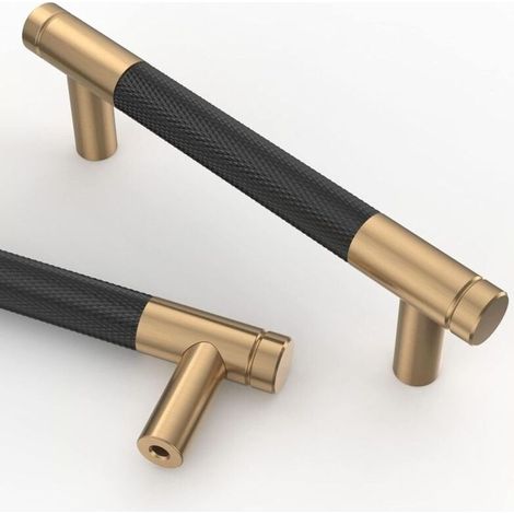 Poignée de meuble 10 pièces 96mm – Alliage métal noir doré – Installation facile avec vis – Pour bureaux et tiroirs (1/5)