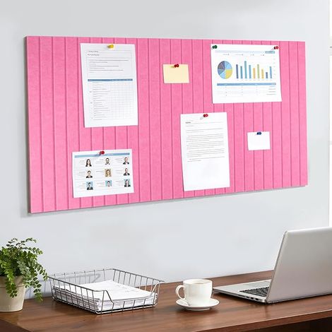 Large Self-Adhesive Felt Notice Board 80 x 40 cm Cork Boards Foldable with 45 Push Pins Wall Decoration for Office, Kitchen, School, Home, Photos, Memos, Pink (1/5)