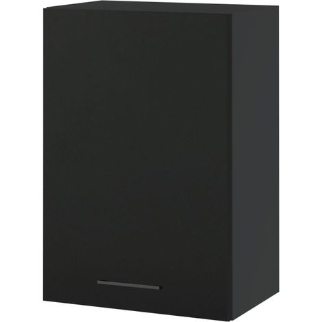 Meuble haut de cuisine Lovia noir Mat 1 porte L 50 cm - Porte avec poignée apparente   Black