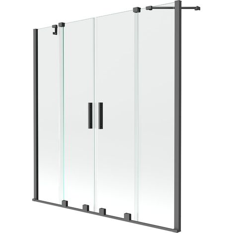 Mexen Velar Duo pantalla de ducha de 2 paneles deslizantes 160 x 150 cm, transparente, gun metal - 896-160-000-02-95 (1/2)