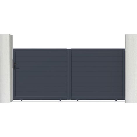 Casanoov – Portail aluminium coulissant 350x160cm – Occultation totale – Aluminium thermolaqué gris anthracite RAL 7016 – Montage simple avec notice (1/4)