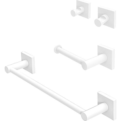 Set accessori bagno 3 pezzi con porta asciugamani 30 cm acciaio inox bianco Sidera (1/5)