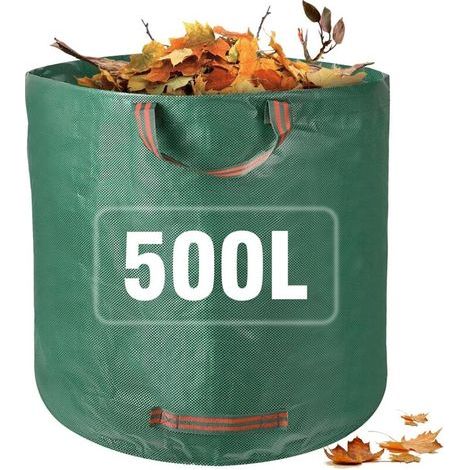 500L Sacs de Jardin 50KG XXL, Sacs à déchets de jardin très résistants, réutilisables avec poignées, grand sac de jardin, sacs poubelle verts pour déchets de cour, débris, herbe