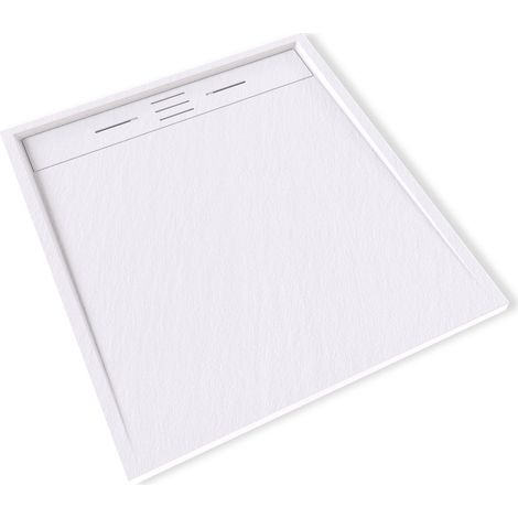 HIEMAL Receveur de douche 90 x 100 cm résine Blanc aspect ardoise + bonde incluse - Salle de bain